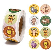 Self-Adhesive Paper Gift Tag Stickers, for Party, Decorative Presents, Flat Round, Animal Pattern, 25mm, 500pcs/roll(DIY-E027-A-08)