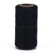Flat Waxed Polyester Cords, Black, 1x0.3mm, about 284.33 yards(260m)/roll(YC-K001-17)