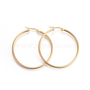 201 Stainless Steel Big Hoop Earrings, with 304 Stainless Steel Pin, Hypoallergenic Earrings, Ring Shape, Golden, 12 Gauge, 82.5x2mm, Pin: 1mm(EJEW-A052-20E-G)