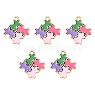 Alloy Enamel Pendants, Autism Puzzle Charm, Colorful, 25x22.5x1.5mm, Hole: 2mm(ENAM-YW0002-39A)
