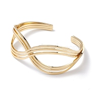 Brass Cuff Bangle, Real 18K Gold Plated, 2-1/8 inch(53mm)(BJEW-P168-D02)