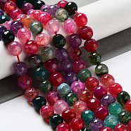 Natural Agate Round Beads Strand, Dyed, Faceted, Mixed Color, 8mm, Hole: 1mm, about 48pcs/strand, 15.74 inch(G-L085-8mm-01)
