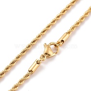 304 Stainless Steel Rope Chain Necklaces, with Lobster Claw Clasp, Golden, 30 inch(76.5cm), 2.3mm(NJEW-L167-06B-G)