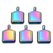 Rainbow Color Alloy Pendants, Cadmium Free & Nickel Free & Lead Free, Pan, 35.5x24.5x4.5mm, Hole: 2.5mm(PALLOY-N156-154-NR)