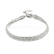 304 Stainless Steel Herringbone Chain Bracelet, Stainless Steel Color, 8-1/2 inch(21.7cm)(BJEW-D028-02C-03P)