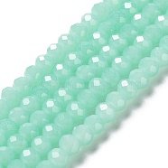 Baking Painted Imitation Jade Glass Bead Strands, Faceted Rondelle, Pale Turquoise, 6x5mm, Hole: 1.2mm, about 85pcs/strand, 16.73''(42.5cm)(DGLA-A034-J6MM-A22)