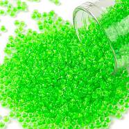 TOHO Round Seed Beads, Japanese Seed Beads, (805) Luminous Neon Green, 11/0, 2.2mm, Hole: 0.8mm, about 5555pcs/50g(SEED-XTR11-0805F)