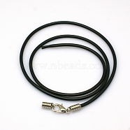 Rubber Necklace Cord Making, with Platinum Iron Findings, 18 inch, 1.5mm(NFS045-3)