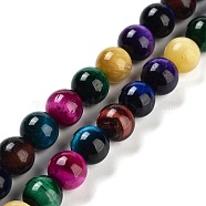7 Colors Natural Tiger Eye Beads Strands, Round, Mixed Dyed and Undyed, Mixed Color, 6mm, Hole: 0.8mm, about 60~62pcs/strand, 15.16''(38.5cm)(G-A220-A01-01)