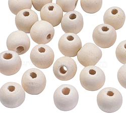 Unfinished Wood Beads, Macrame Beads Large Hole, Natural Wooden Loose Beads Spacer Beads, Lead Free, Round, Navajo White, 12x10.5mm, Hole: 4mm(X-WOOD-R196-12mm-LF)