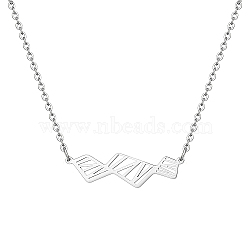 Hollow Trapezoid Stainless Steel Pendant Necklaces for Women, Stainless Steel Color, 17.72 inch(45cm)(TK1398-2)