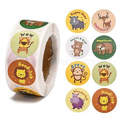 Self-Adhesive Paper Gift Tag Stickers, for Party, Decorative Presents, Flat Round, Animal Pattern, 25mm, 500pcs/roll(DIY-E027-A-08)