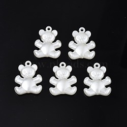 ABS Plastic Imitation Pearl Pendants, Bear, Creamy White, 24x18.5x4.5mm, Hole: 1.6mm(X-KY-T023-013A)