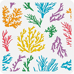 PET Hollow Out Drawing Painting Stencils, for DIY Scrapbook, Photo Album, Coral Pattern, 30x30cm(DIY-WH0391-0129)