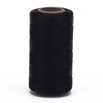 Flat Waxed Polyester Cords, Black, 1x0.3mm, about 284.33 yards(260m)/roll