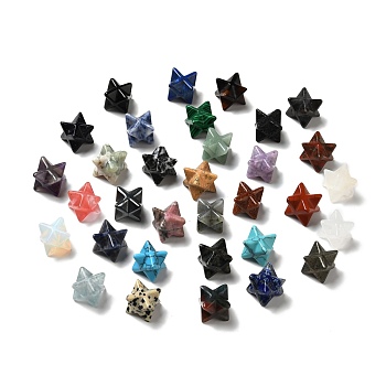 Natural & Synthetic Gemstone Beads, No Hole/Undrilled, Mixed Dyed and Undyed, Merkaba Star, 12.5~13x12.5~13x12.5~13mm