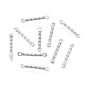 304 Stainless Steel Link Connectors, Twist, Stainless Steel Color, 15x2x1mm, Hole: 1.2mm