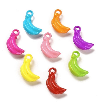 Opaque Acrylic Pendants, Banana, Mixed Color, 23.5x13x7mm, Hole: 3mm, about: 649pcs/500g