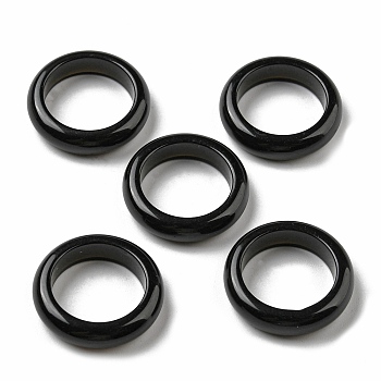 Natural Obsidian Plain Band Ring for Women, US Size 9(18.9mm)