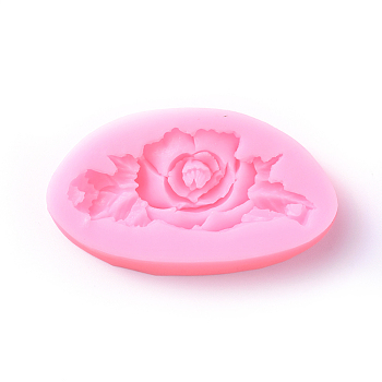Food Grade Silicone Molds, Fondant Molds, For DIY Cake Decoration, Chocolate, Candy, UV Resin & Epoxy Resin Jewelry Making, Peony, Pink, 74x40x14mm