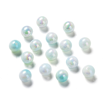 Two Tone Opaque Acrylic Beads, Round, Aquamarine, 8mm, Hole: 1.8mm, about 2000pcs/500g