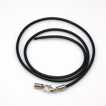 Rubber Necklace Cord Making, with Platinum Iron Findings, 18 inch, 1.5mm