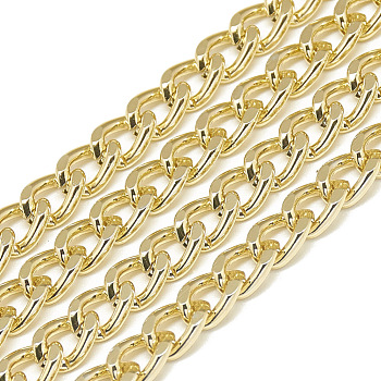 Unwelded Aluminum Curb Chains, Gold, 7x5x1.4mm