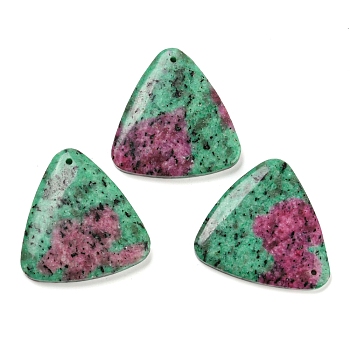 Natural Ruby in Zoisite Pendants, Triangle, 46x46x6.2mm, Hole: 2mm