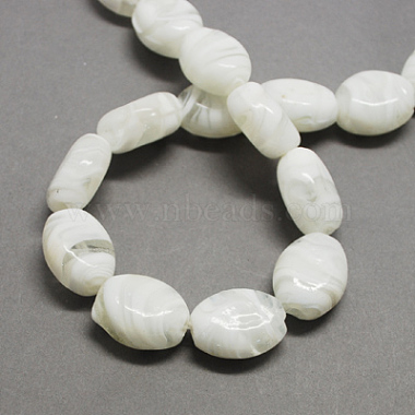 21mm White Oval Lampwork Beads