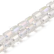 Electroplate Transparent Glass Beads Strands, Faceted, Column, Colorful, 5.5x4mm, Hole: 1mm, about 75pcs/strand, 15.55~15.67 inch(39.5~39.8cm)(GLAA-C029-02A-09)