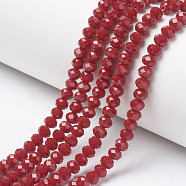 Opaque Solid Color Glass Beads Strands, Faceted, Rondelle, FireBrick, 3x2mm, Hole: 0.8mm, about 165~169pcs/strand, 15.7~16.1 inch(40~41cm)(X-EGLA-A034-P2mm-D02)