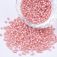 Pearlized Cylinder Seed Beads, Uniform Size, Light Coral, 1.5~2x1~2mm, Hole: 0.8mm, about 4000pcs/bag, about 50g/bag(SEED-Q036-02A-E08)