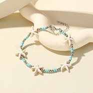 Bohemian Shell Beaded Bracelets, Summer Beach Vacation Starfish Link Bracelets for Women(JB7649-5)