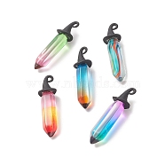 Halloween Theme Alloy Pendants, with Glass Double Terminated Point Beads, Bullet Charms, Mixed Color, 42.5x11x11mm, Hole: 1.5mm(PALLOY-JF02032)