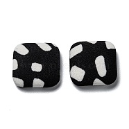 Cotton Cloth Cabochons, with Aluminum, Square, Black & White, Mixed Color, 18x18x5mm(FIND-F011-01A)