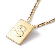 Titanium Steel Initial Letter Rectangle Pendant Necklace for Men Women, Golden, Letter.S, 18.11~18.5 inch(46~47cm)(NJEW-E090-01G-19)