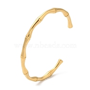 304 Stainless Steel Cuff Bangles, Bamboo Stick Bangle, Real 18K Gold Plated, 1/4 inch(0.5cm), Inner Diameter: 2-3/8x2 inch(6.05x5.2cm)(BJEW-H588-01G)