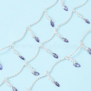 Brass Curved Bar Link Chains, with Imitation Pearl & Horse Eye Glass & ABS Beaded Charms, Unwelded, with Spool, Silver, 18x1mm, about 16.40 Feet(5m)/Roll(KK-F862-54S)