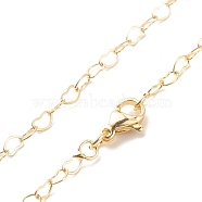 Brass Heart Link Chains Necklace for Women, Cadmium Free & Lead Free, Real 18K Gold Plated, 17.80 inch(45.2cm)(NJEW-P265-39G)