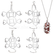 2Pcs 2 Styles Rhodium Plated 925 Sterling Silver 6 Claw Prongs Pendant Blank Coin Shape Cabochon Settings, Easy Mount Claw Settings, for Irregular Raw Gemstone<P>No 925 Stamp, Platinum, 47~57.5x38~40x9~10mm, Hole: 4x3.5mm, 1pc/style(FIND-GO0001-71)