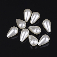 ABS Plastic Imitation Pearl Beads, teardrop, White, 15x9mm, Hole: 1mm(X-MACR-G003-1)