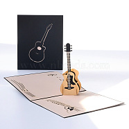 3D Guitar Pop Up Paper Greeting Card for Birthday Day, Rectangle, Black, 150x130mm(PW-WG48655-01)