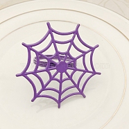 Alloy Napkin Rings, Napkin Holder Adornment, Restaurant Daily Accessiroes, Spider Web, Purple, 70x70mm(AJEW-WH0140-26B)