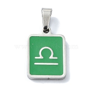 304 Stainless Steel Pendants, with Enamel, Stainless Steel Color, Rectangle with Constellation Charms, Libra, 16x11x1.5mm, Hole: 5.5x3mm(STAS-C097-56P-09)