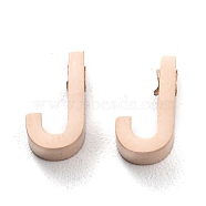 Ion Plating(IP) 304 Stainless Steel Charms, Alphabet, Rose Gold, Letter.J, 8x4.5x3mm, Hole: 1.8mm(STAS-K216-41J-RG)