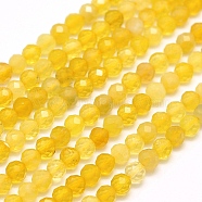 Natural Yellow Opal Beads Strands, Faceted, Round, 4mm, Hole: 0.5mm, about 96pcs/strand, 15.7 inch(40cm)(G-F509-07-4mm)