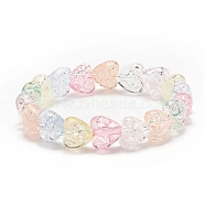 Candy Color Acrylic Heart Beaded Stretch Bracelet for Kids, Colorful, Inner Diameter: 1-3/4 inch(4.3cm)(BJEW-JB08241)