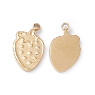 Ion Plating(IP) 304 Stainless Steel Pendants, Strawberry, Real 24K Gold Plated, 12x7x1mm, Hole: 1mm(STAS-H168-15G)