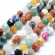 Natural Mixed Gemstone Beads Strands, Star Cut Round Beads, Faceted, 10~10.5mm, Hole: 1mm, about 37~40pcs/strand, 15.5~15.7 inch(39.5~40cm)(G-F523-25-10mm)