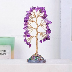 Natural Amethyst Tree of Life Display Decorations, Figurine Home Decoration, Reiki Energy Stone for Healing, 120~130mm(PW-WG16415-01)